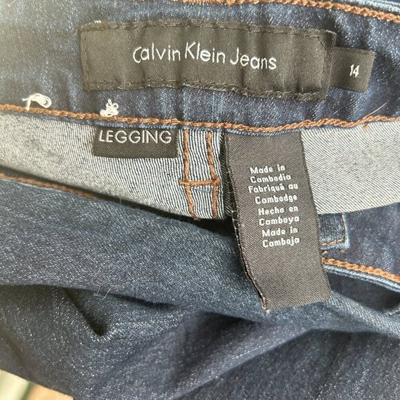 Calvin Klein Women's Jegging Legging Blue Denim Cotton Jean Sz 14 High Rise - Picture 4 of 4